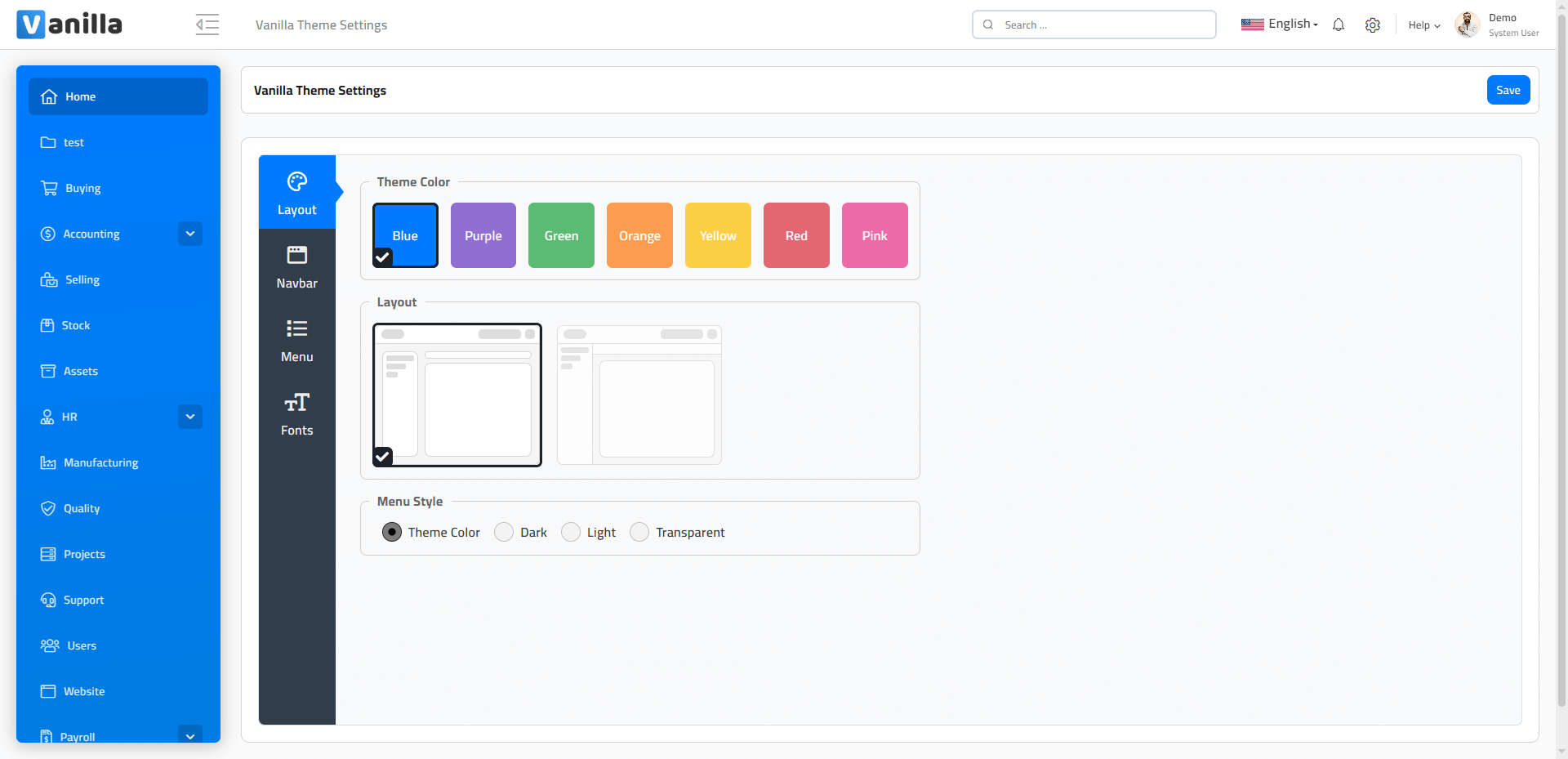 Theme for Frappe ERPNext with Customizable Features - Data Value
